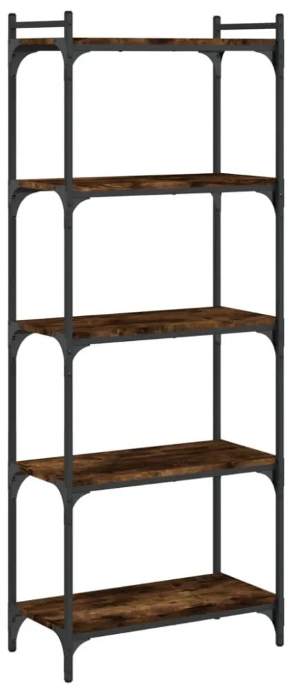 5 szintes füstös tölgy szerelt fa könyvespolc 60 x 30 x 154 cm