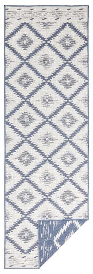 Malibu kék-krémszínű kültéri szőnyeg, 80 x 250 cm - Bougari
