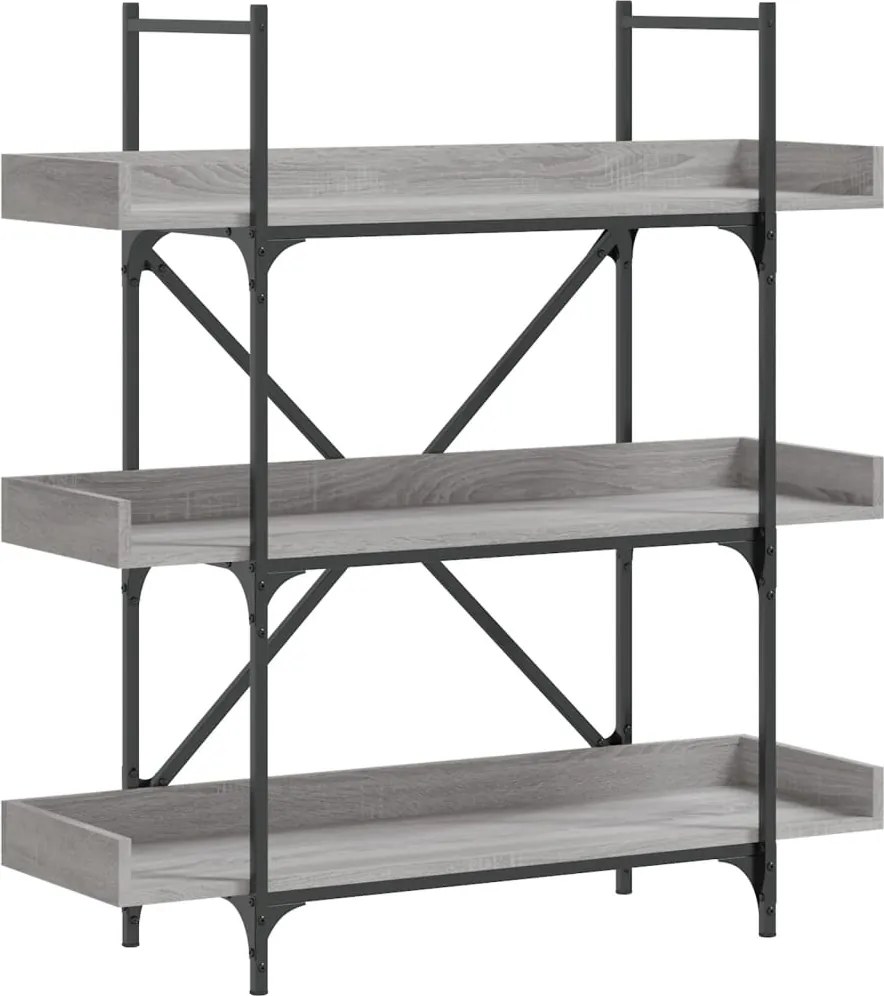 vidaXL 3-szintes szürke sonoma szerelt fa könyvespolc 100x33x108,5 cm
