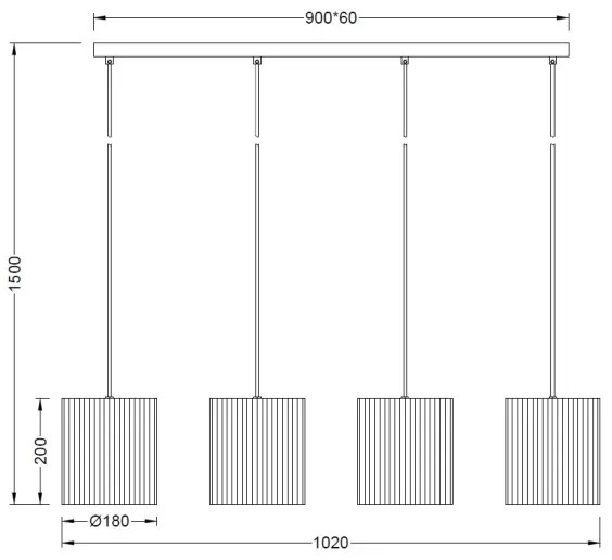 Brilagi - Zsinóros csillár NORDIC WAVE 4xE27/15W/230V lenvászon/fekete
