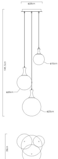 Globo 15885-3H - Csillár zsinóron DALTON 3xE27/10W/230V átm. 48 cm fekete
