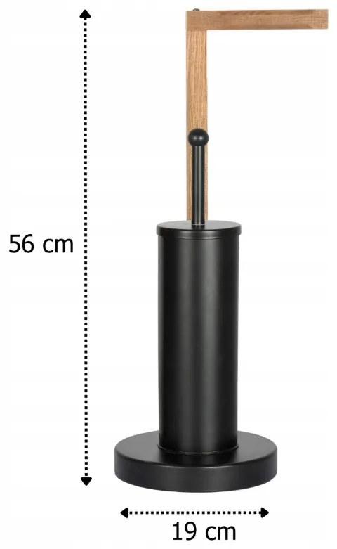 Erga Aurora Small Black, WC kefe fa WC papír tartóval 19x19x56 cm, barna-fekete, ERG-SEP-1340STLAZSBLA