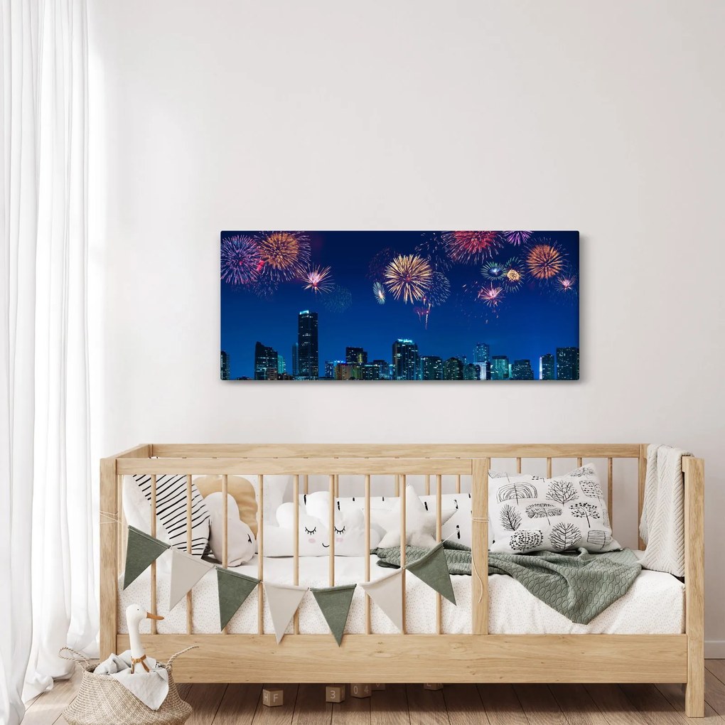 Kép - tűzijáték Miamiban (120x50 cm)