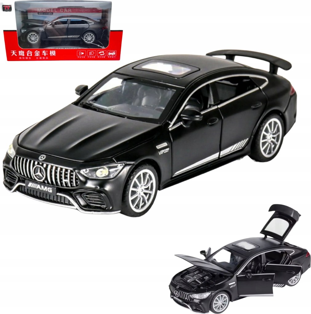 Modell Autó Mercedes Amg GT63 1:32 box játék led lámpa nyitó Fém