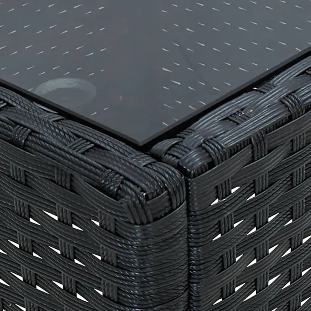 fekete polyrattan kerti asztal 40 x 40 x 45 cm