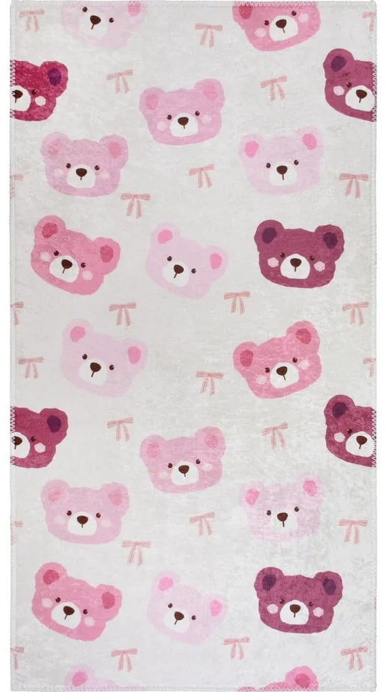 Rózsaszín-elefántcsont színű mosható gyerek szőnyeg 160x230 cm Cute Teddies Pink – Vitaus