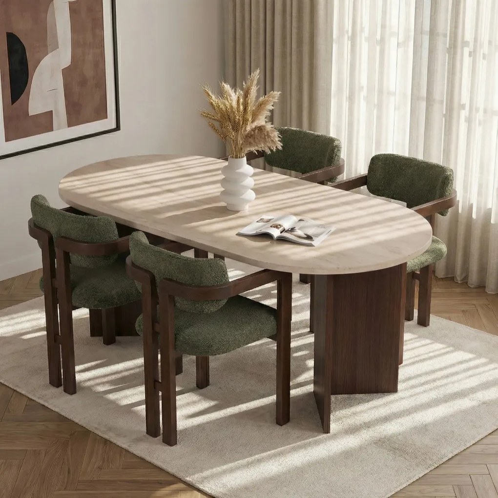 Meridia étkezőgarnitúra, travertin-milánói dió, 180 cm – TR199NRD1138
