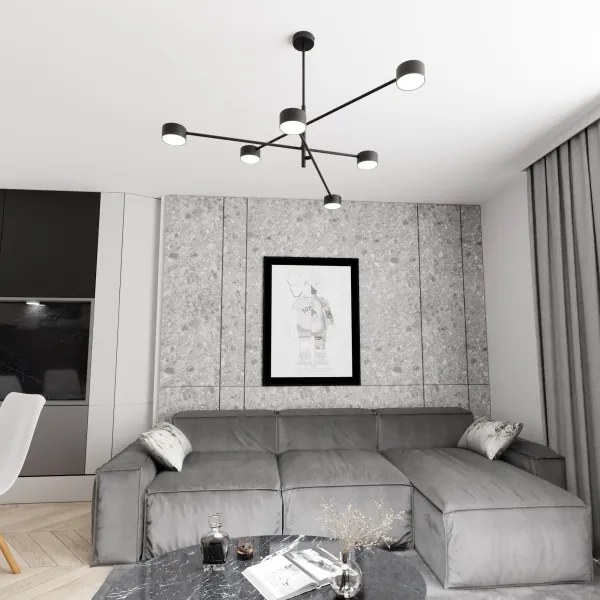 Csillár rúdon NATSU 6xGX53/12W/230V fekete