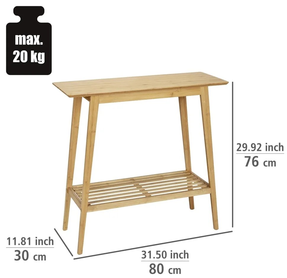 Natúr színű bambusz konzolasztal 30x80 cm Kona – Wenko