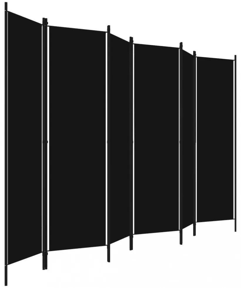fekete 6 paneles paraván 300 x 180 cm