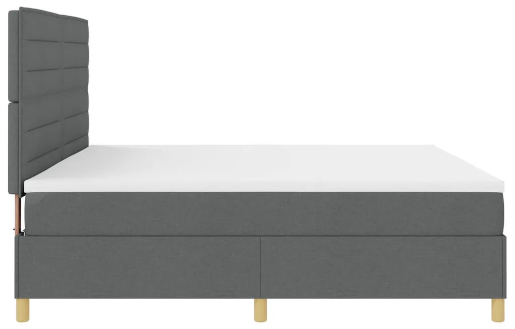 Boxspring Ágy Mattal és LED Delux Szürke 200x200 cm Szövet
