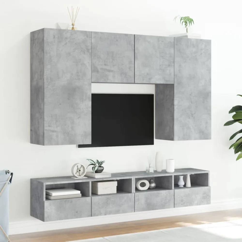 betonszürke szerelt fa fali TV-szekrény 80 x 30 x 30 cm
