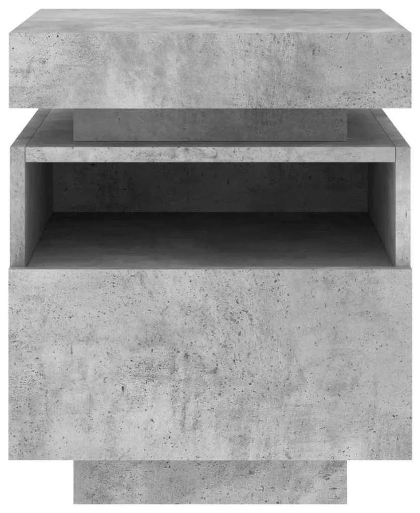 2 db betonszürke éjjeliszekrény LED-fényekkel 40x39x48,5 cm