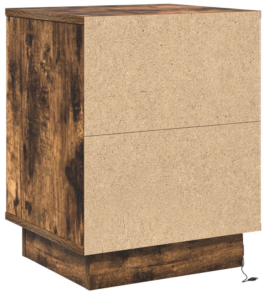 Éjjeli Szekrények LED lámpával 2 db Füstölt tölgy 39x34.5x50 cm