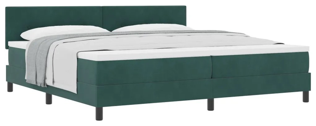 Boxspring Ágy Matrac nélkül Sötét Zöld 200x200 cm Bársony