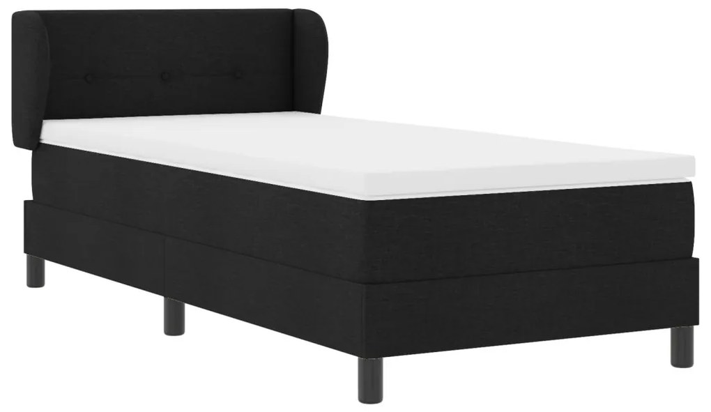 Boxspring Ágy Matrac nélkül Fekete 100x200 cm Szövet