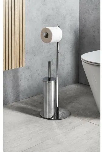 GEDY 143213 Circe állvány WC-papír tartóval ésWC-kefe tartóval, kerek, króm