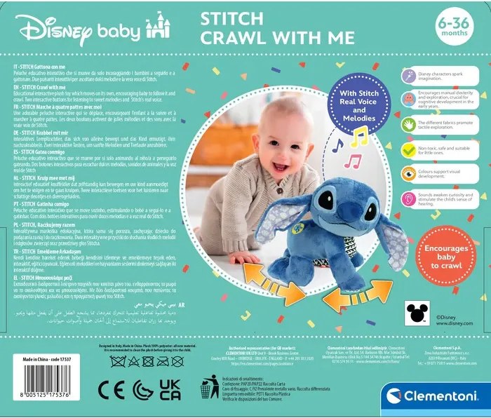 Disney Lilo és Stitch, A csillagkutya Cute interaktív mászó plüss figura Clementoni