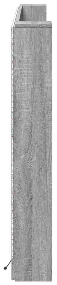 szürke sonoma színű áthidalószekrény LED-ekkel 180x16,5x103,5cm