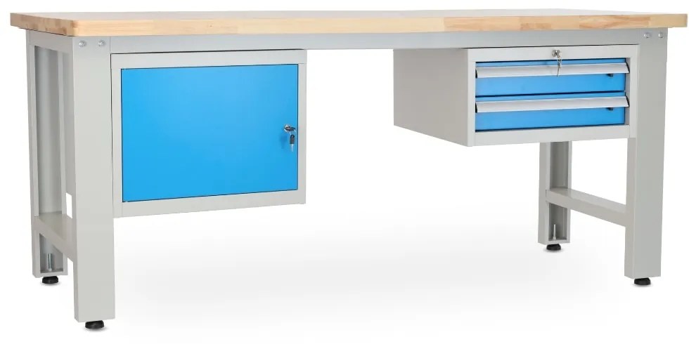 Műhelyasztal Solid OAK-12, 210 cm, 2x függő doboz, tölgy