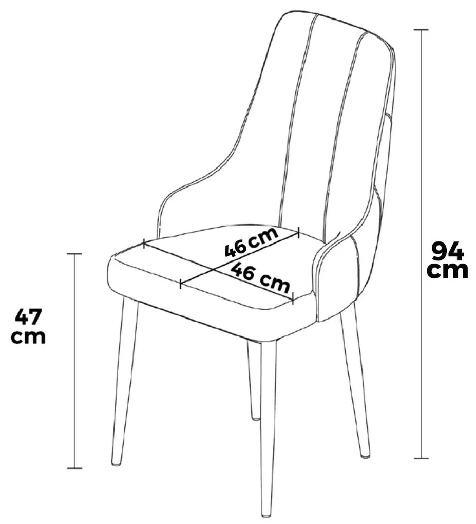 Étkezőszék szett (6 db) Newa - Szürke, Arany