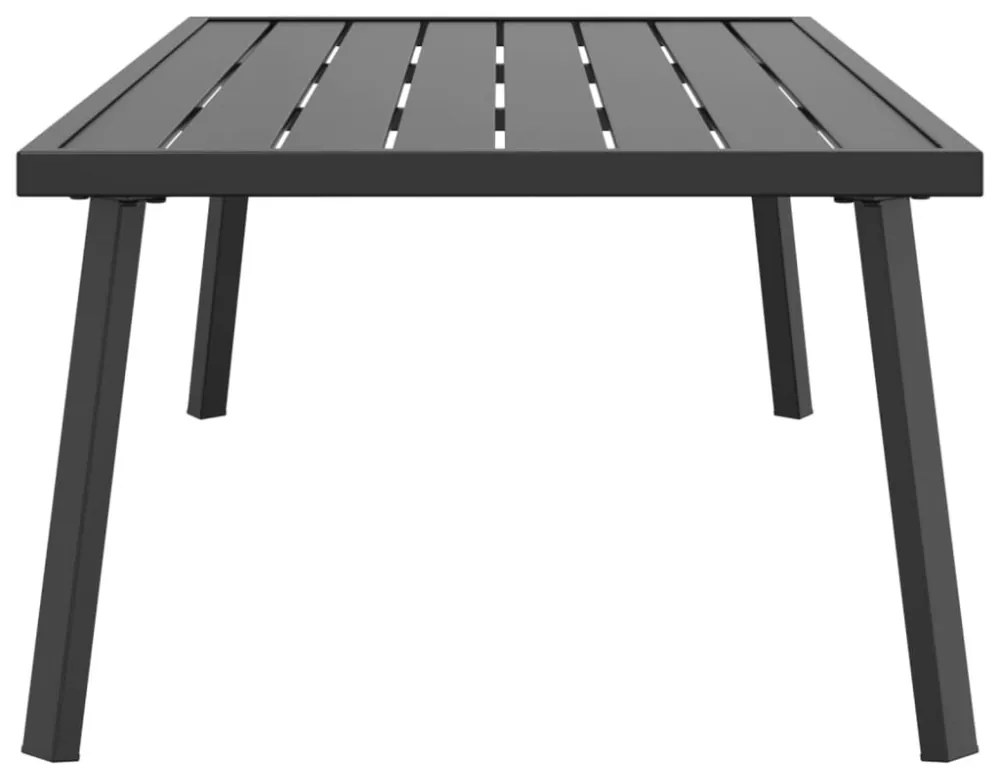 antracitszürke acél kerti dohányzóasztal 110 x 55 x 35 cm