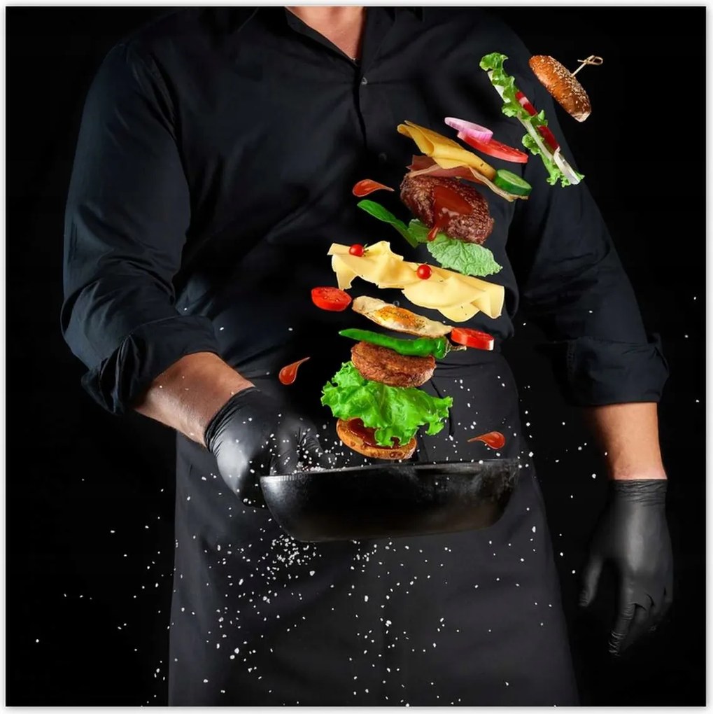 Poszterek 140x140 Lebegő Burger serpenyő