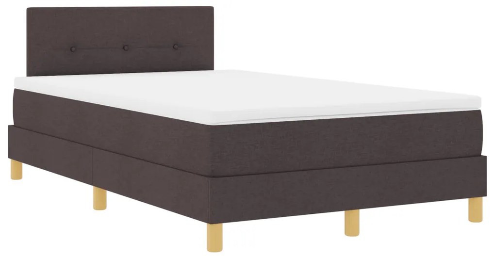 Boxspring ágy matraccal és LED világítással, sötétbarna, 120x200 cm, szövet