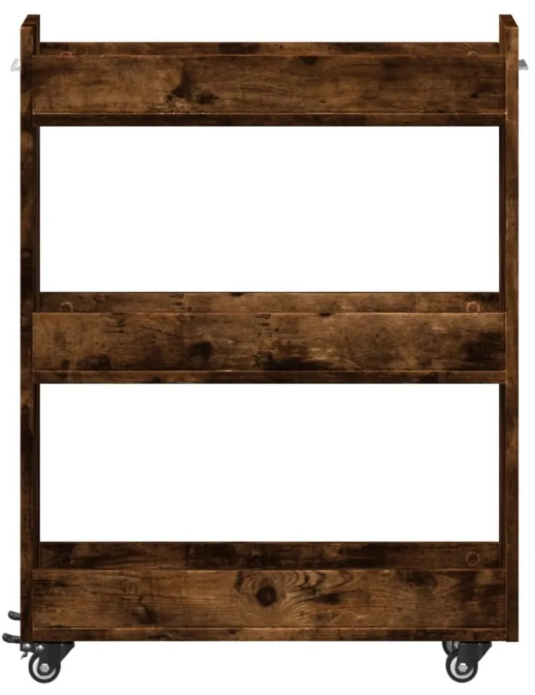 füstös tölgy színű szerelt fa szekrény kerekekkel 60x22x79 cm