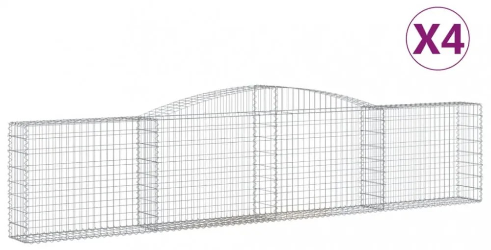 vidaXL 4 db íves horganyzott vas gabion kosár 400x30x80/100 cm