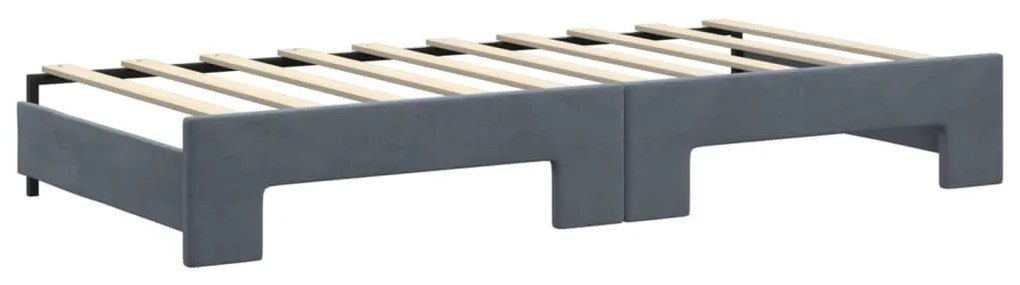 sötétszürke kihúzható bársony heverő 90 x 190 cm