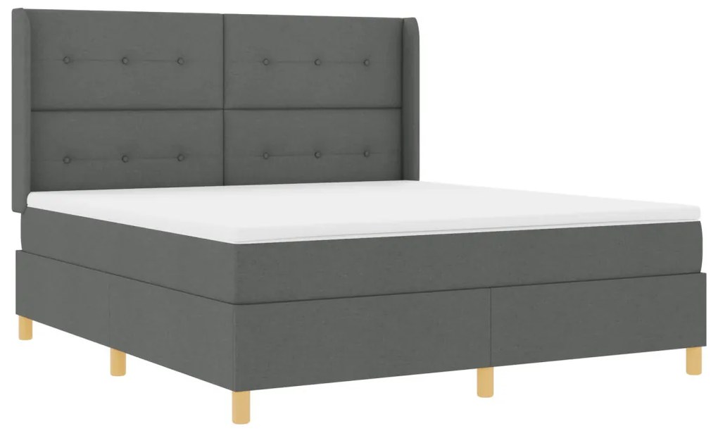 Boxspring Ágy Matrac LED-del Sötétszürke 180x200 cm Szövet