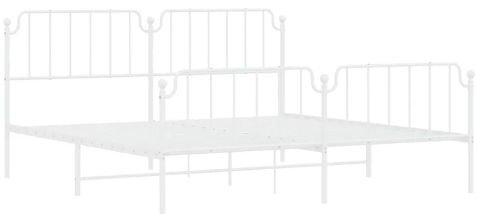 fehér fém ágykeret fej- és lábtámlával 200 x 200 cm