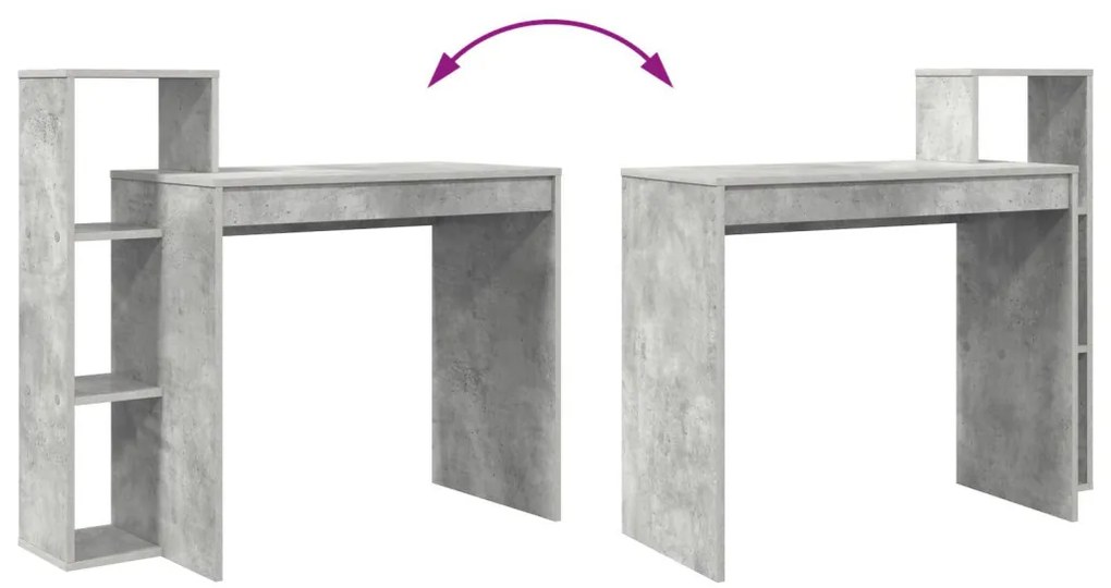 Asztal polcokkal Beton szürke 100 x 40 x 90 cm Faanyag