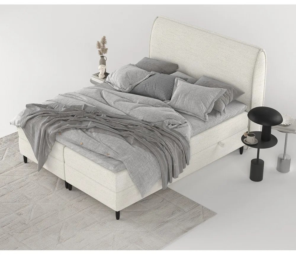 Krémszínű ágyneműtartós boxspring ágy 200x200 cm Melba – Maison de Rêve