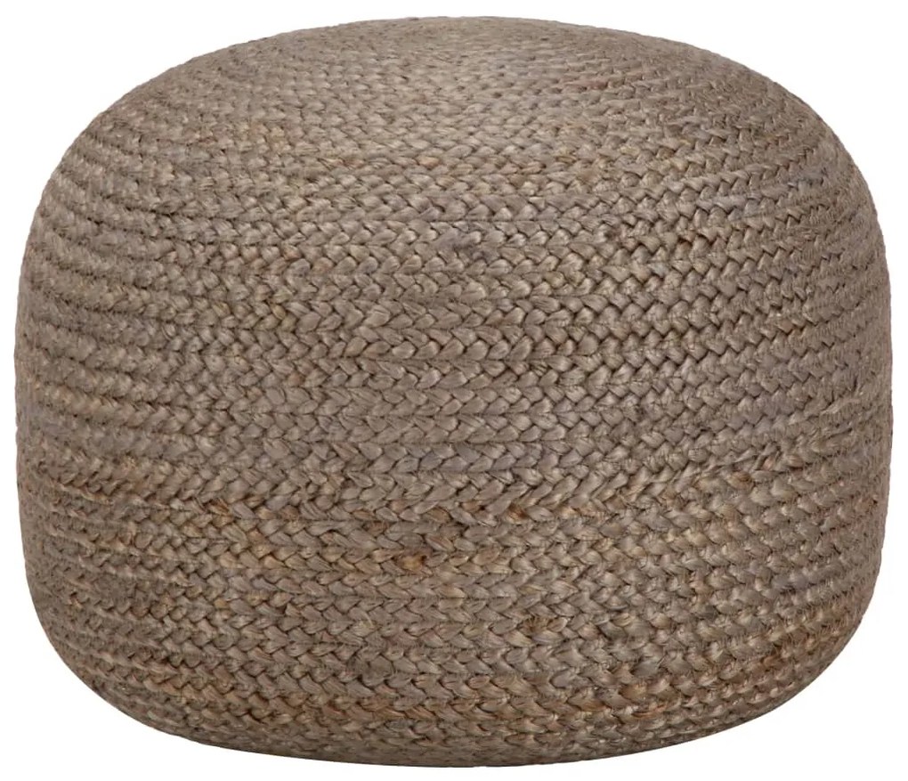 kézzel készült világosszürke juta puff 45 x 30 cm