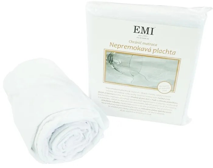 EMI fehér vízhatlan lepedő a sarkakon gumiszalaggal, 80x200-as lap