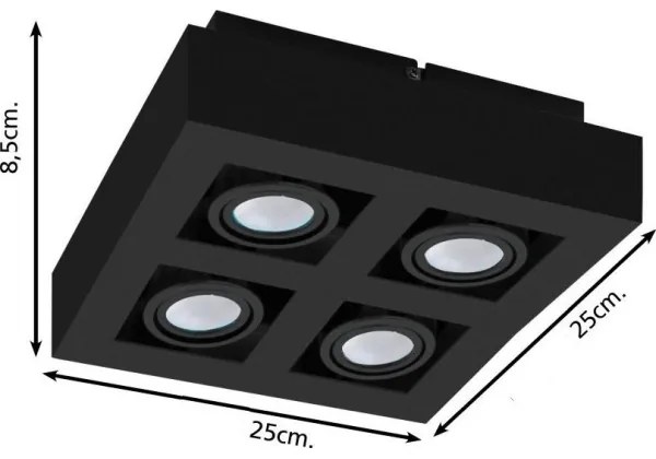 Eglo 31065 - MENDOZA LED spotlámpa 4×LED, 4,7 W, 230 V, 3000 K, fekete