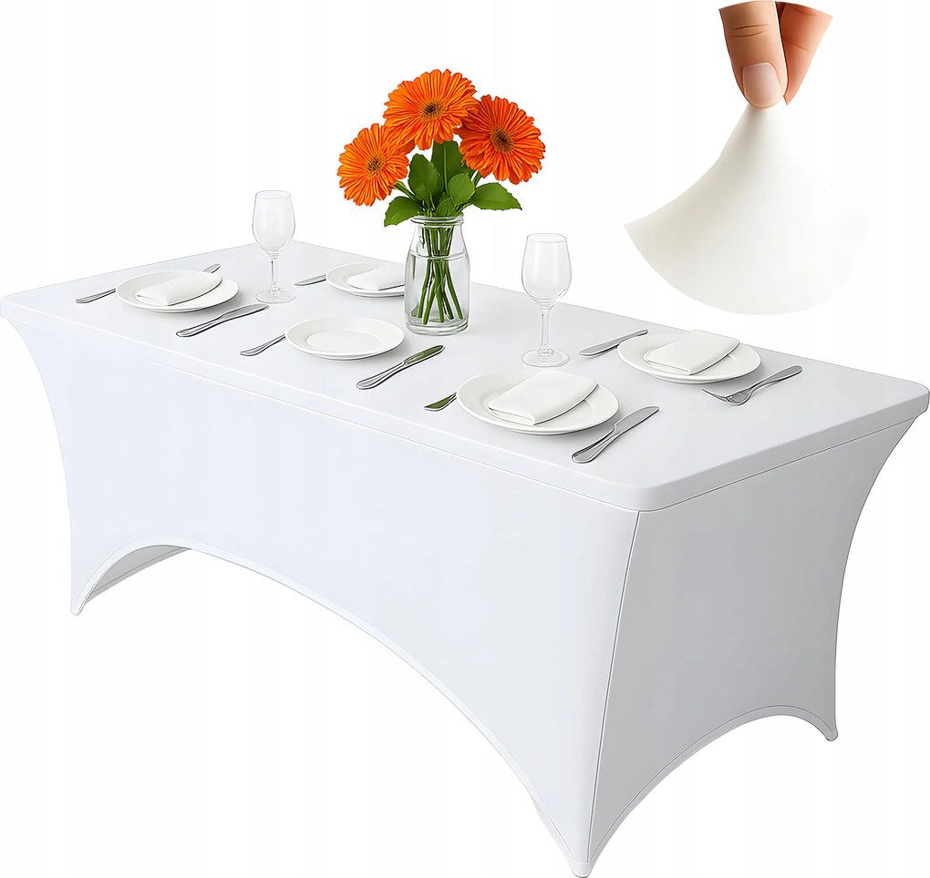 Abrosz Asztalhuzat Téglalap alakú 240cm Bankett Terasz Fehér