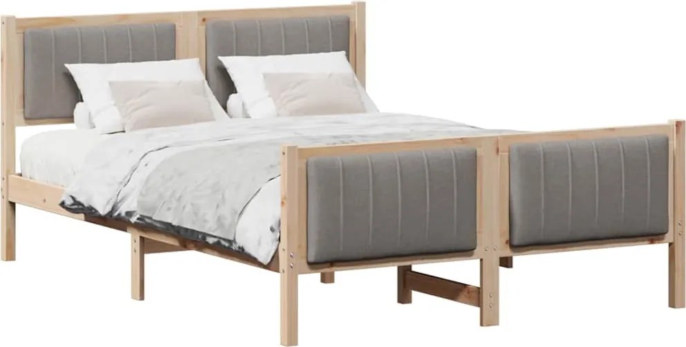 vidaXL Ágykeret fejtámlával Barna és taupe 140 x 190 cm Tömör fenyőfa
