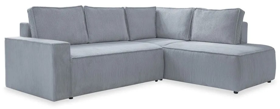 Világosszürke kordbársony kinyitható sarokkanapé (jobb oldali) Brave Dave – Miuform