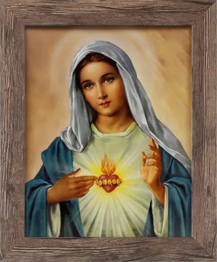 Vászonkép 30x25 Mária Szíve Mária Tölgy Keret