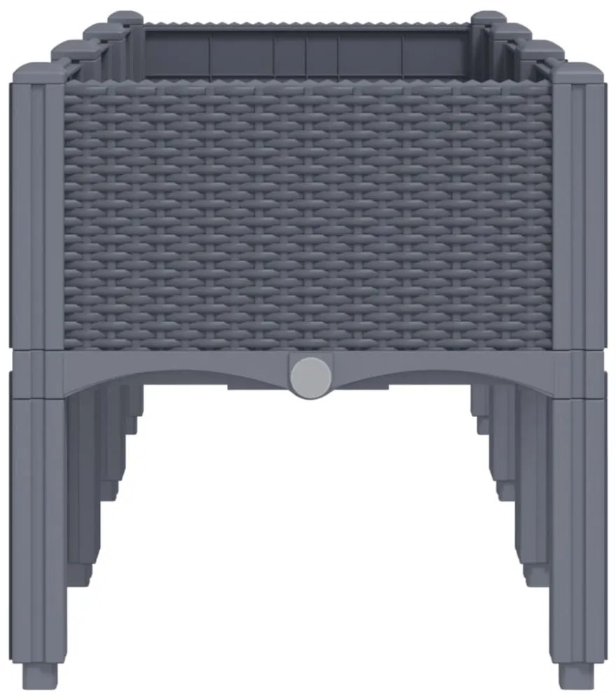 szürke PP rácsos kerti ültetőláda 120 x 40 x 42 cm