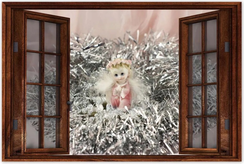 Poszter 60x40 Angyalka ezüst szénában