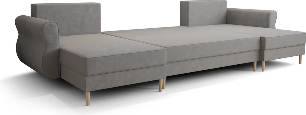 Ágyazható U alakú kanapé SILVIANO 300x140 cm, mustár színű + 2 db díszpárna INGYEN