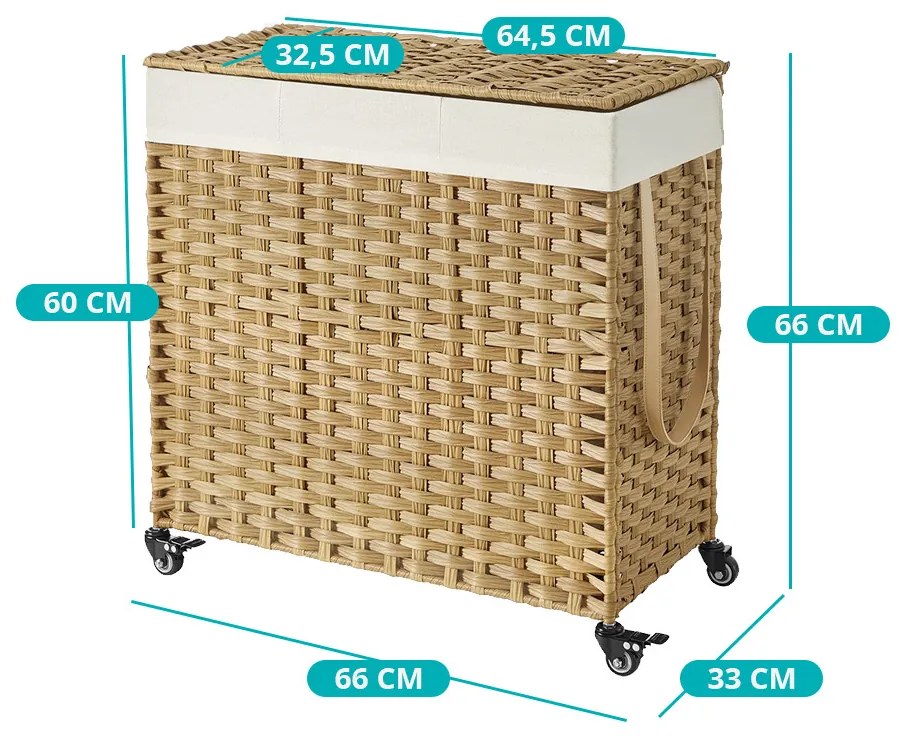 Műanyag szennyestartó kosár, 66 x 33 x 66 cm