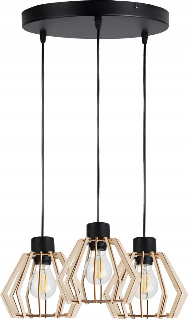 Függő Mennyezeti Lámpa Csillár 3X Gyémánt Fa