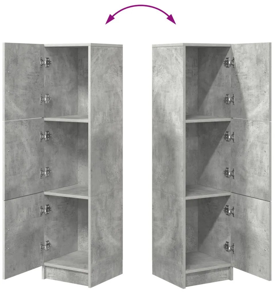 Magas Tároló Beton szürke 31,5 x 32 x 124 cm Faanyag