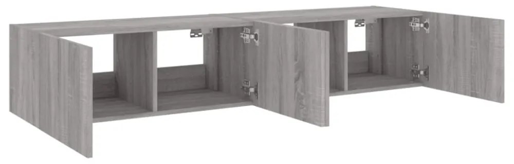 2 db szürke sonoma fali TV-szekrény LED-ekkel 80x35x31 cm