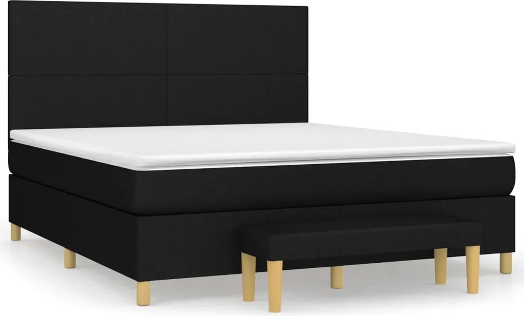 vidaXL fekete szövet rugós ágy matraccal 160x200 cm